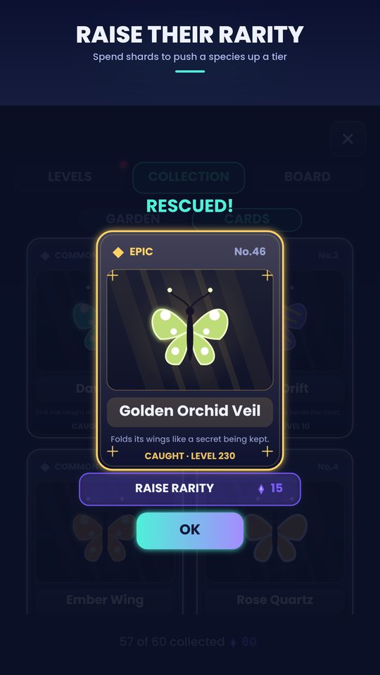 Butterfly rarity tiers